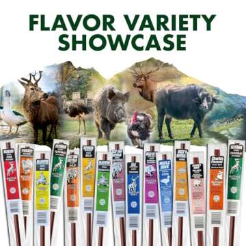 Buffalo Bob's Wild Game Meat Snacks (1oz Stick, 15 Pack) - Exotic Variety Assortment Sampler for Adv...