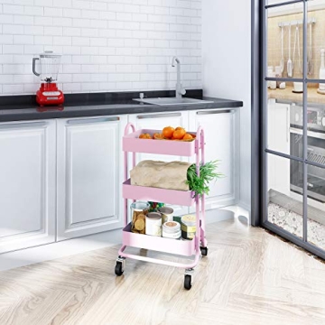 MIOCASA 3-Tier Utility Rolling Cart Perfect for Home & Office