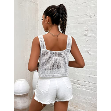 GORGLITTER Women's Crochet Tank Top Bohemian Style Multicolour