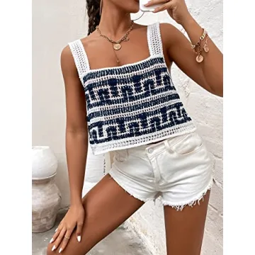 GORGLITTER Women's Crochet Tank Top Bohemian Style Multicolour