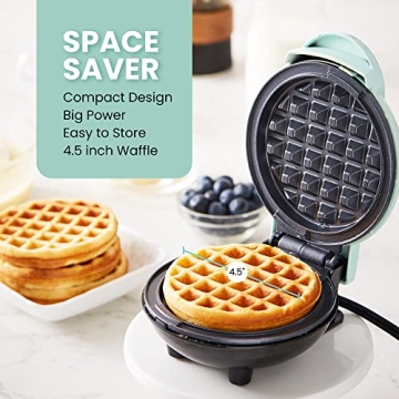 Elite Gourmet 4.5-Inch Mini Waffle Maker for Healthy Snacks