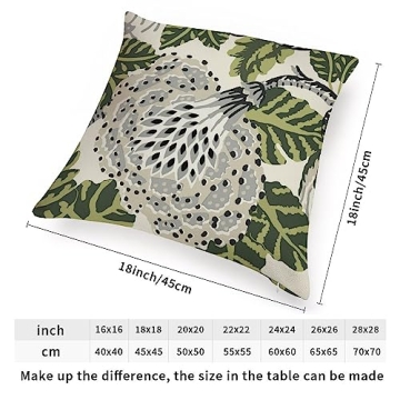 ArogGeld Green and White Grey Flower Cushion Cover Chinoiserie Pillow Cover Double Side Farmhouse Asian Accent Home Decorative Toss Pillow for Living Room Sofa Birthday Gift White Linen 18inch