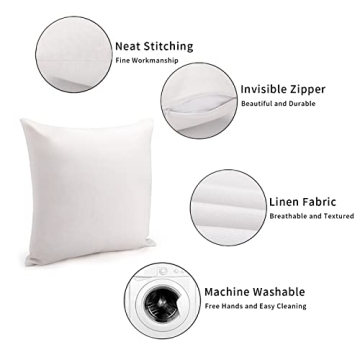 ArogGeld Green and White Grey Flower Cushion Cover Chinoiserie Pillow Cover Double Side Farmhouse Asian Accent Home Decorative Toss Pillow for Living Room Sofa Birthday Gift White Linen 18inch