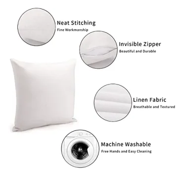 ArogGeld Green and White Grey Flower Cushion Cover Chinoiserie Pillow Cover Double Side Farmhouse Asian Accent Home Decorative Toss Pillow for Living Room Sofa Birthday Gift White Linen 18inch