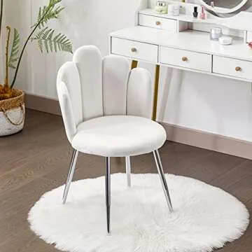 BOWTHY Vanity Chair for Makeup Room - Midcentury Modern Accent Chair for Living Room Bedroom, Velvet...