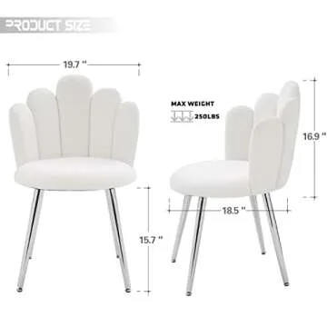 BOWTHY Vanity Chair for Makeup Room - Midcentury Modern Accent Chair for Living Room Bedroom, Velvet Chair with Back Support and Metal Legs (White)