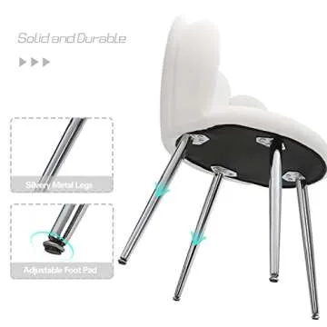 BOWTHY Vanity Chair for Makeup Room - Midcentury Modern Accent Chair for Living Room Bedroom, Velvet Chair with Back Support and Metal Legs (White)