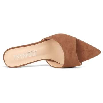 TNYNFBEB Womens Stiletto High Heel Pointed Open Toe Sandals Mules Shoes Slingback Slip-on Prom Party Dress Summer 3.9 Inches Heels Brown 7 M US