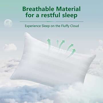 COZSINOOR Queen Size Cooling Bed Pillows for Sleeping: Hotel Quality, Set of 2 - Down Alternative Microfiber Filled for Back, Stomach, Side Sleepers, Breathable, and Skin-Friendly