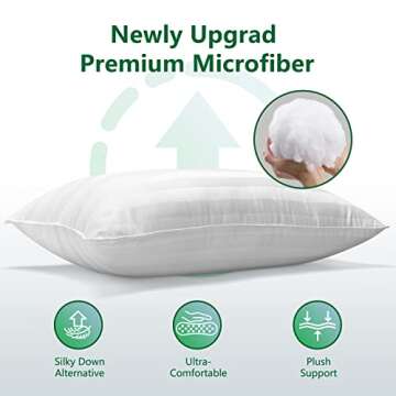 COZSINOOR Queen Size Cooling Bed Pillows for Sleeping: Hotel Quality, Set of 2 - Down Alternative Microfiber Filled for Back, Stomach, Side Sleepers, Breathable, and Skin-Friendly