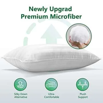 COZSINOOR Queen Size Cooling Bed Pillows for Sleeping: Hotel Quality, Set of 2 - Down Alternative Microfiber Filled for Back, Stomach, Side Sleepers, Breathable, and Skin-Friendly