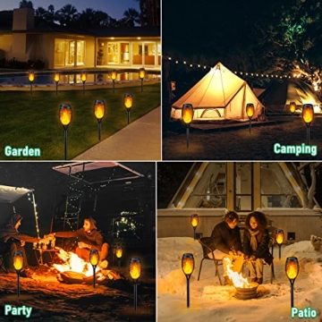 Solar Outdoor Lights with Flickering Flame for Garden