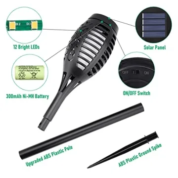 Solar Outdoor Lights with Flickering Flame for Garden