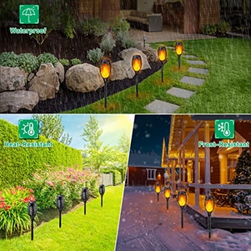 Solar Outdoor Lights with Flickering Flame for Garden