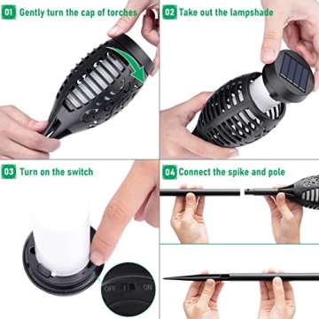 Solar Outdoor Lights with Flickering Flame for Garden