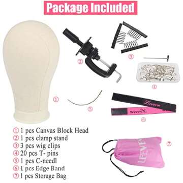 Leeven 21"-24" Poly Canvas Block Head Professional Mannequin Canvas Head for Making, Drying,Styling ...