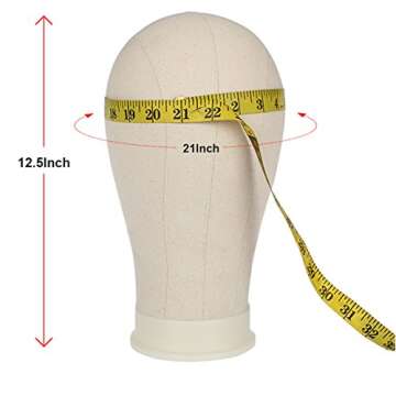 Leeven 21"-24" Poly Canvas Block Head Professional Mannequin Canvas Head for Making, Drying,Styling Wigs with Table Clamp Stand and Hair Edge Band 22 Inch