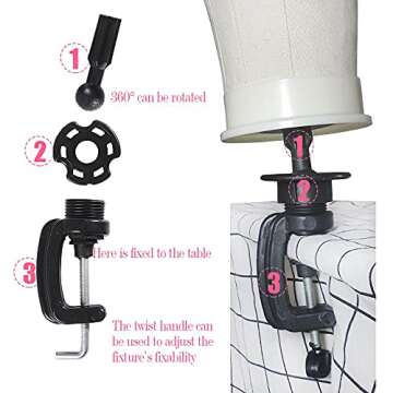 Leeven 21"-24" Poly Canvas Block Head Professional Mannequin Canvas Head for Making, Drying,Styling Wigs with Table Clamp Stand and Hair Edge Band 22 Inch