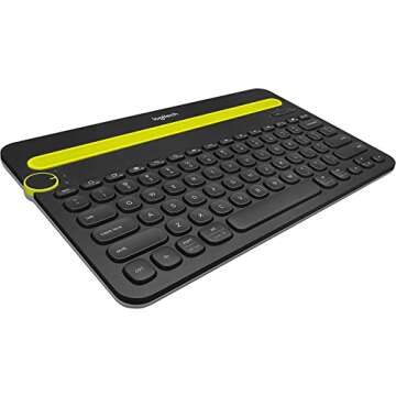 Logitech Bluetooth Multi-Device Keyboard K480 for Computers. Tablets and Smartphones. Black, Compact, Dial and Switch, Spill-Resistant Keyboard - 920-006342 (Renewed)