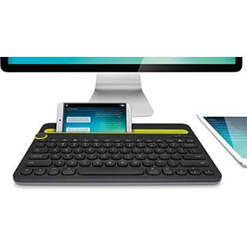 Logitech Bluetooth Multi-Device Keyboard K480 for Computers. Tablets and Smartphones. Black, Compact, Dial and Switch, Spill-Resistant Keyboard - 920-006342 (Renewed)