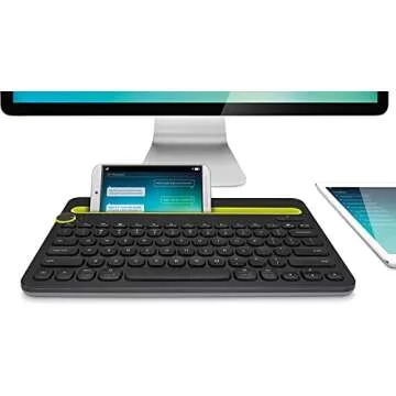 Logitech Bluetooth Multi-Device Keyboard K480 for Computers. Tablets and Smartphones. Black, Compact, Dial and Switch, Spill-Resistant Keyboard - 920-006342 (Renewed)