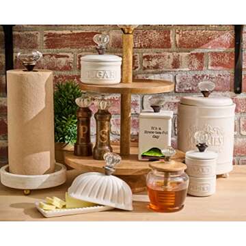 Mud Pie FBA_ Ceramic Tea Bag Caddy, White