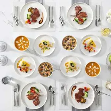 MALACASA 12 Pieces Porcelain Dinnerware Set, Modern White Dish Set for 4, Premium Serving Plates and Bowls Sets, Chip and Scratch Resistant Dishware Sets Kitchen Dishes Dining Ware Set, Series LEAH