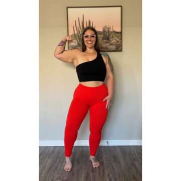 Aoxjox Workout Seamless Leggings for Women - High Waisted Fitness Yoga Sculpt Pants 22" (Fiery Red, ...