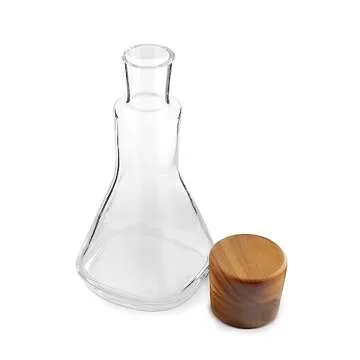 nambe Vie Decanter | Glass Wine Decanter Bottle for Bourbon, Brandy, Juice, and Liquor with Wood Stopper | Made of Glass and Acacia Wood | 10-Inch | Dishwasher Safe | Designed by Chris Granneberg