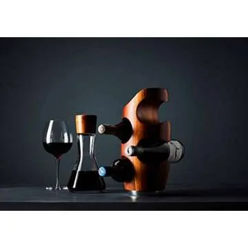 nambe Vie Decanter | Glass Wine Decanter Bottle for Bourbon, Brandy, Juice, and Liquor with Wood Stopper | Made of Glass and Acacia Wood | 10-Inch | Dishwasher Safe | Designed by Chris Granneberg