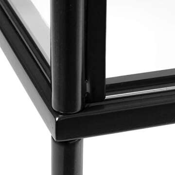 D'Eco Square Terrarium Display End Table w Reinforced Glass in Black Iron - (Dims: 18 x 18 x 27") - Indoor Decor for Any Home or Office - DIY Garden for Succulents, Moss, Fern - Gift for Plant Lovers