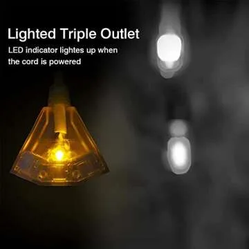 HONDERSON 3-Outlets Indoor Outdoor Extension Cord Weatherproof with Lighted End, UL Listed, 12 Gauge 15FT Yellow 3 Prong Heavy Duty, 12/3 SJTW 15A Extension Cord