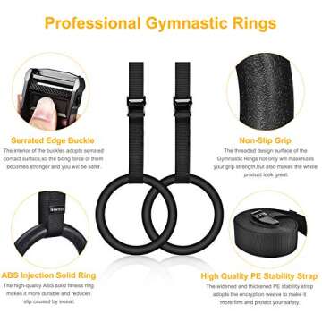 Rowhalf Newtion Professional Gym Rings with 15ft Adjustable Buckle Straps,Exercise Rings for Cross-T...