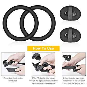 Rowhalf Newtion Professional Gym Rings with 15ft Adjustable Buckle Straps,Exercise Rings for Cross-Training Workout,Gymnastics,Fitness,Bodybuilding, Pull-Ups