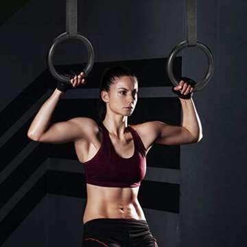 Rowhalf Newtion Professional Gym Rings with 15ft Adjustable Buckle Straps,Exercise Rings for Cross-Training Workout,Gymnastics,Fitness,Bodybuilding, Pull-Ups