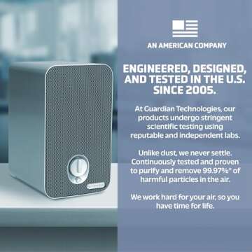 GermGuardian Air Purifier for Home with HEPA Filter, Removes 99.97% of Pollutants, Covers up to 375 Sq. Foot Room in 1 Hr, UV-C Light Helps Reduce Germs, Zero Ozone Verified, 11", Silver, AC4100CA