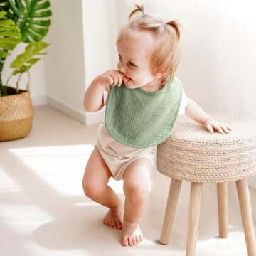 MairMore 8-Pack Adjustable Soft Baby Bibs for Feeding