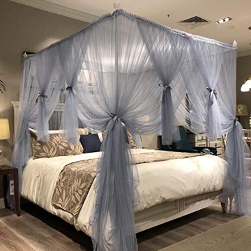 Joyreap Canopy Bed Curtain Royal Luxurious Drape Gray-Blue