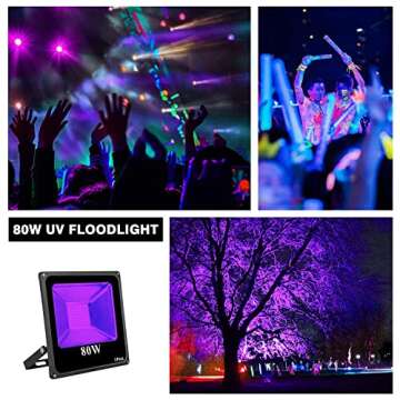 Black Light, Lightimetunnel 80W LED Flood Light Bulb Outdoor IP66 Waterproof for Blacklight Party, S...