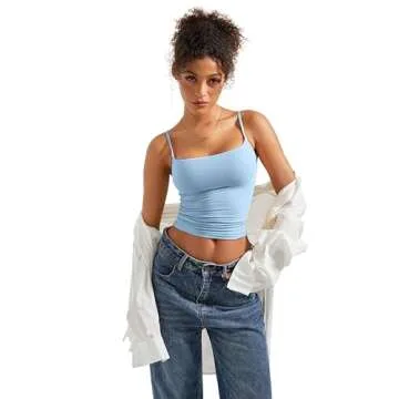 SUUKSESS Women Sexy Square Neck Tank Top Summer Y2K Going Out Tops Casual Sleeveless Basic Cami Shirts (Baby Blue, XS)