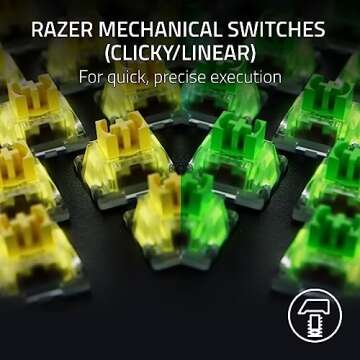 Razer BlackWidow V4 Mechanical Gaming Keyboard - Clicky Green Switches, RGB, 6 Macro Keys & Wrist Re...