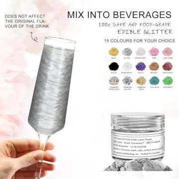 HomeHere Edible Luster Dust Food-Grade Glimmer Powder Glitter for Cake Decorating 7g, Edible Sprinkl...