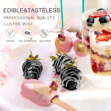 HomeHere Edible Luster Dust Food-Grade Glimmer Powder Glitter for Cake Decorating 7g, Edible Sprinkle Glitter for Cocktails Drinks Baking Candy Dessert Chocolate Vegan Tasteless