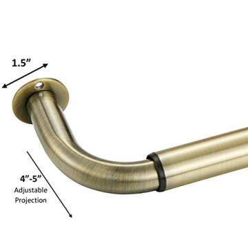 Room Darkening Curtain Rod, Wrap Around Design, Extra-Thick 1-Inch Diameter Single Drapery Rod, Exte...