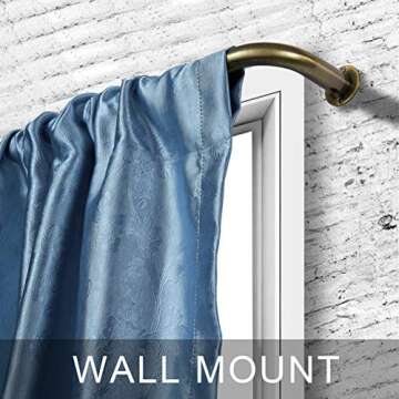 Room Darkening Curtain Rod, Wrap Around Design, Extra-Thick 1-Inch Diameter Single Drapery Rod, Extendable Metal Rod Set for the Blackout Curtains and Sheer (Antique Bronze, 28-48")