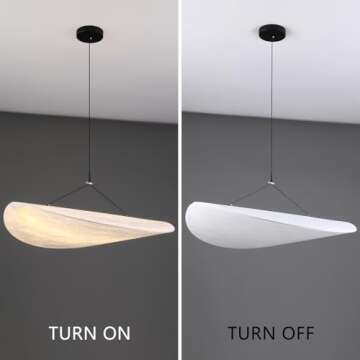 ziidoo Silk Pendant Light - 31.5inchs 4000K Wabi-sabi Boho Chic Japanese Adjustable Height Hanging Lamp Lighting Fixture for Kitchen Island Living Dining Room Bar Hallway (White Light)