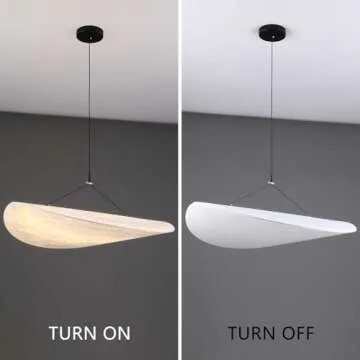 ziidoo Silk Pendant Light - 31.5inchs 4000K Wabi-sabi Boho Chic Japanese Adjustable Height Hanging Lamp Lighting Fixture for Kitchen Island Living Dining Room Bar Hallway (White Light)