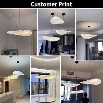 ziidoo Silk Pendant Light - 31.5inchs 4000K Wabi-sabi Boho Chic Japanese Adjustable Height Hanging Lamp Lighting Fixture for Kitchen Island Living Dining Room Bar Hallway (White Light)