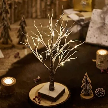 Hairui Lighted Tabletop Tree with Timer and 24 LEDs