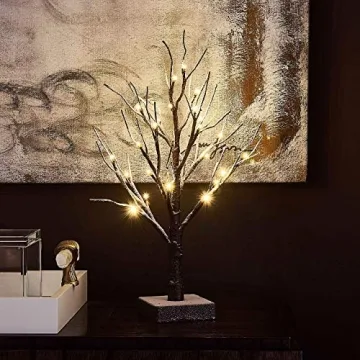Hairui Lighted Tabletop Tree with Timer and 24 LEDs